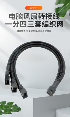 PWM Fan Splitter with 4-Pin PWM Connector and 300mm Braided Mesh Sleeve for PC Cooling