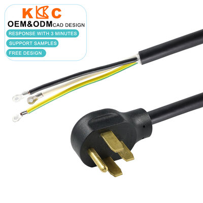 3 Core 6AWG 50A 125/250V NEMA 14-50P to Ring Terminals 0.5m Short Pigtail Cable with Molded Plug and Reinforced Strain Relief