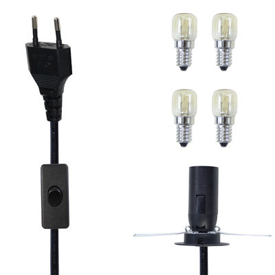 ブラックE12 電球ホルダーソケット 電源ケーブル EU2ピン塩ランプ電源コード 303オン/オフスイッチ