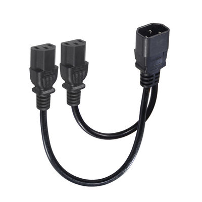 16AWG ヘビー・デューティ C14 から 2xC13 サーバー/産業用機器用電源コード 300V 10A ROHS 認定 3 角プラグ