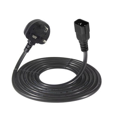 UKからC14電源ケーブル 1.2M 250V 10A 16AWG シールドケーブル UPS/サーバーラック/医療機器 (IP67/RoHS/BS1363)
