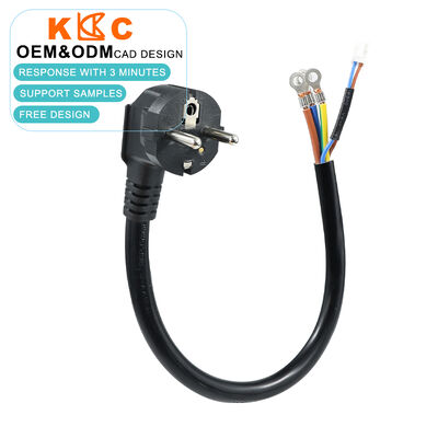 EU標準 Schuko CEE 7/7 プラグ、サーミスタ内蔵 H05VV-F 3G1.5mm² 3芯裸線電源ケーブルアセンブリ